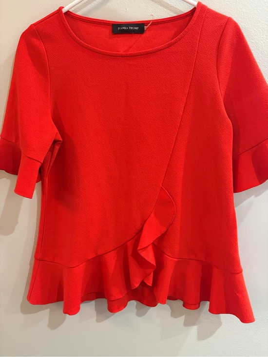 Ivanka Trump Tops - Ivanka Trump Red Ruffle Short-Sleeve Top Size Medium